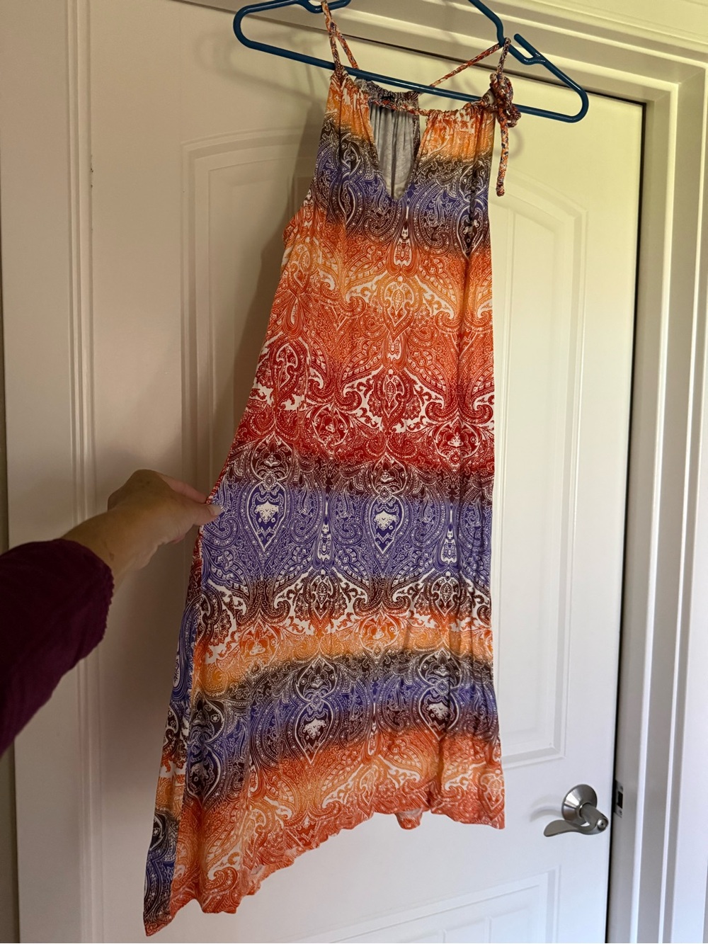 VENUS Multicolor Paisley Halter Dress in Orange, Purple & pink